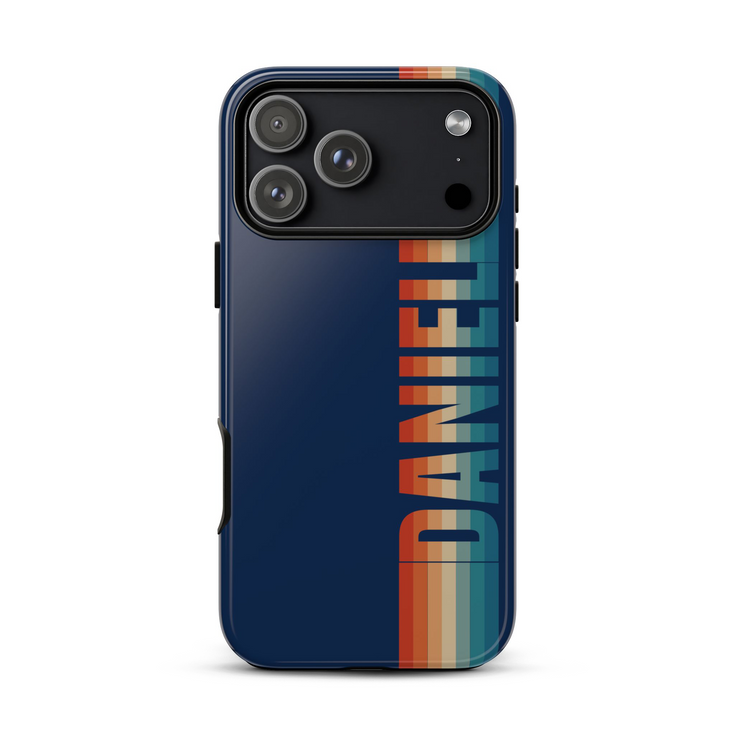 Custom Name Retro Rainbow Stripes iPhone Case
