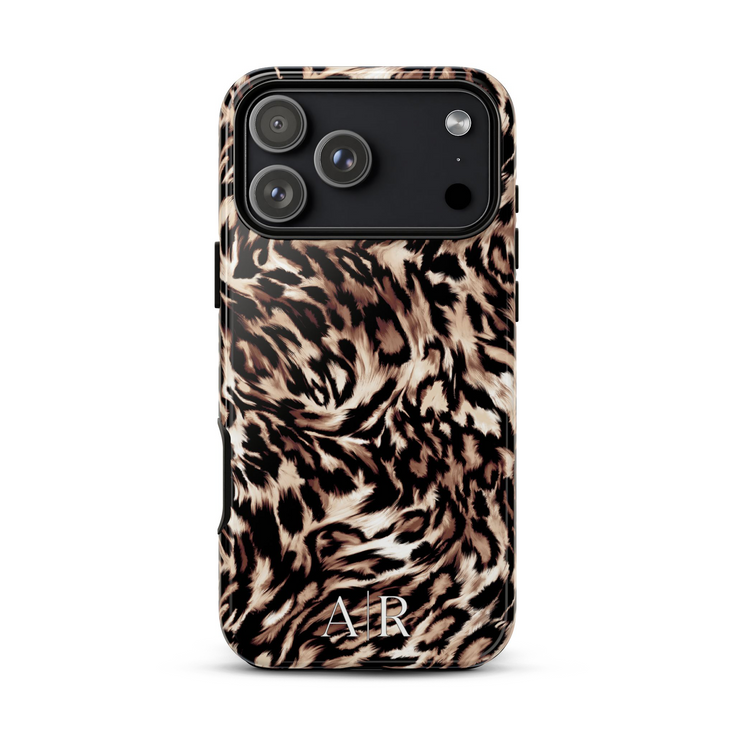 Custom Monogram Initials Fierce Leopard iPhone Case