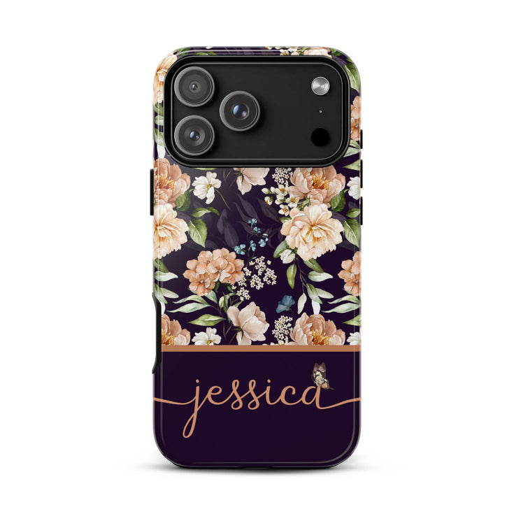 Blooming Flowers Custom Name iPhone Case