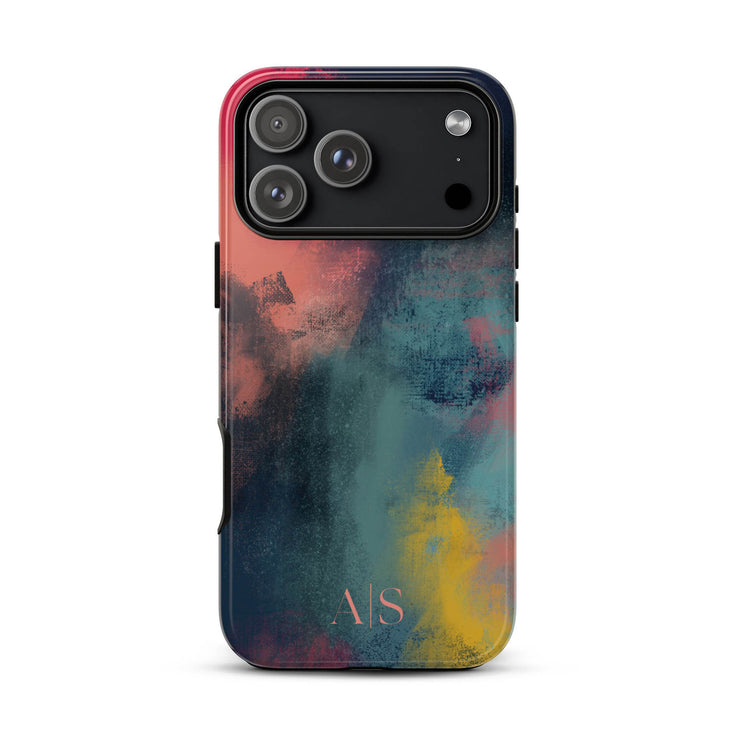 Colorful Abstract Oil Paint Custom Initials iPhone Case