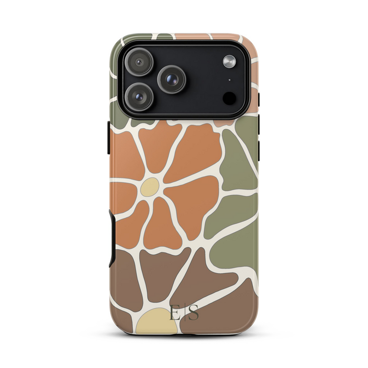 Custom Initials Abstract Flowers iPhone Case - V2