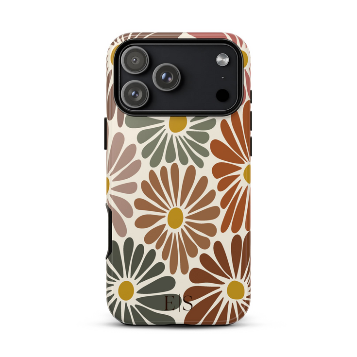 Custom Initials Abstract Flowers iPhone Case - V3