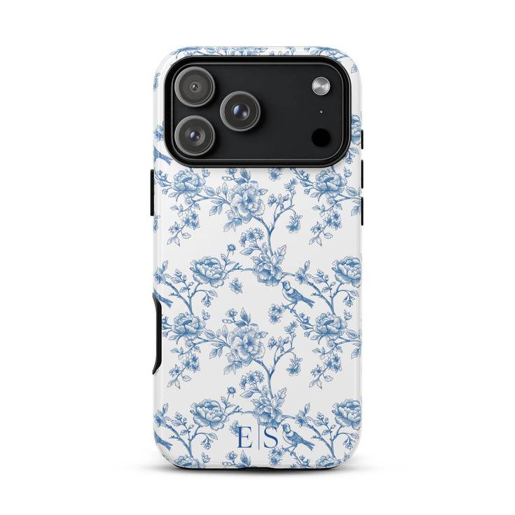 Custom Initials French Toile De Jouy iPhone Case V1