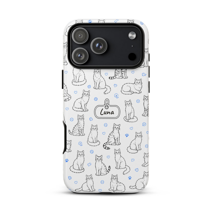 Personalized Cat Doodle Tag iPhone Case