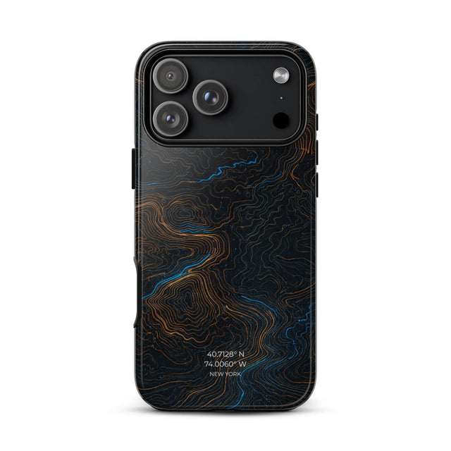 Personalized Midnight Topography iPhone Case - Copper Flow