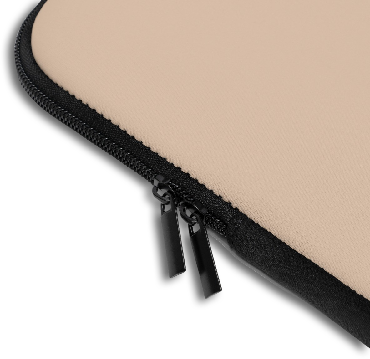 Close-up of the Custom Initials Laptop Sleeve - Centered sleeve corner showing the printed design, the padded edge and the dual zipper pulls