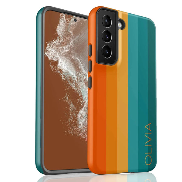 Orange & Teal Rainbow Custom Name Galaxy Case