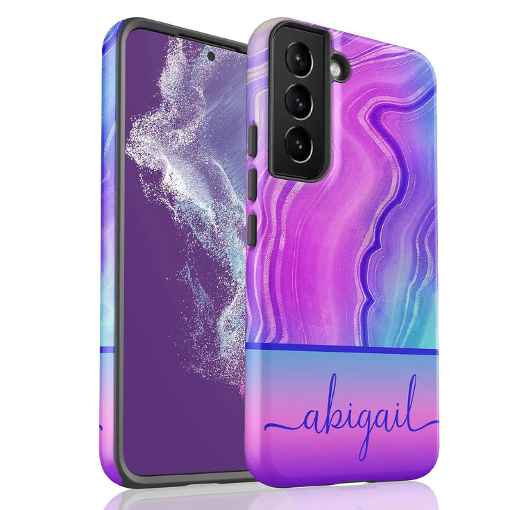 Neon Rainbow Agate Custom Name Galaxy Case