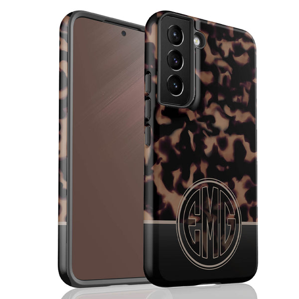 Dark Tortoiseshell Round Monogram Galaxy Case