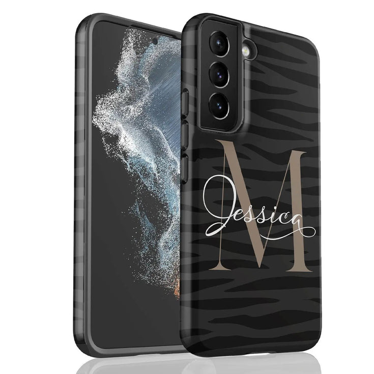 Monogram Personalized Dark Zebra Galaxy Case
