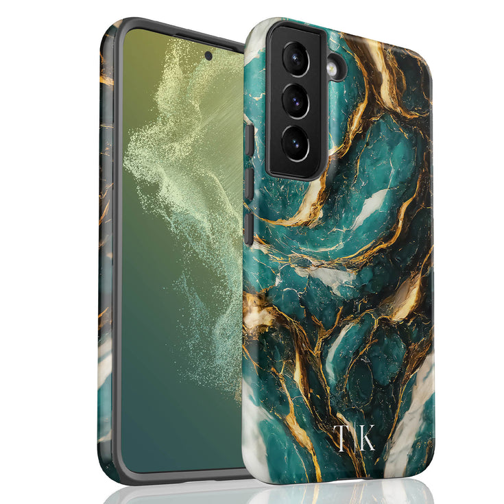 Cracked Marble Custom Initials Galaxy Case