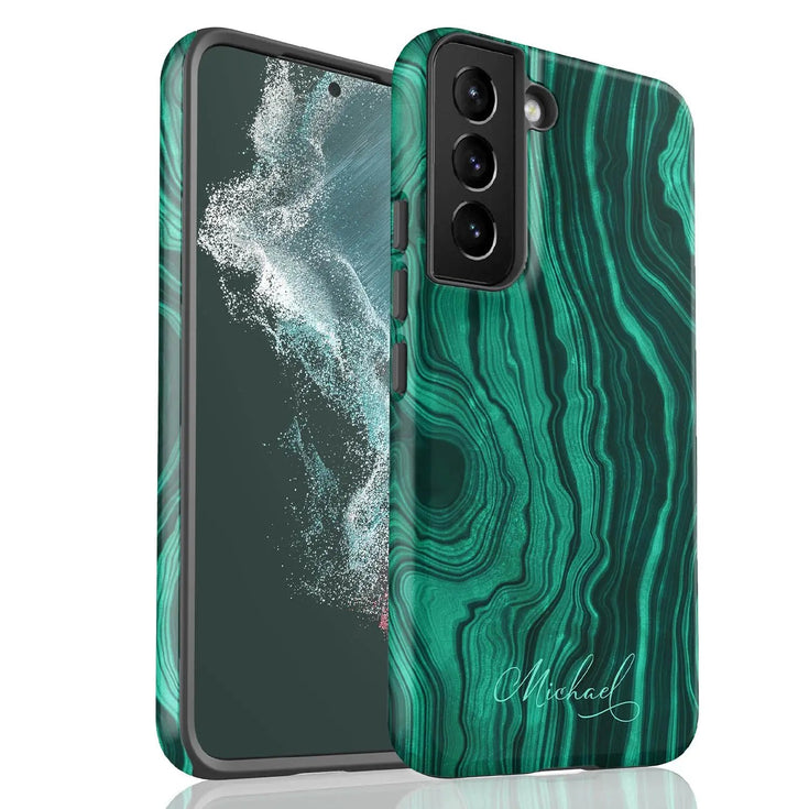 Malachite Marble Agate Custom Name Galaxy Case