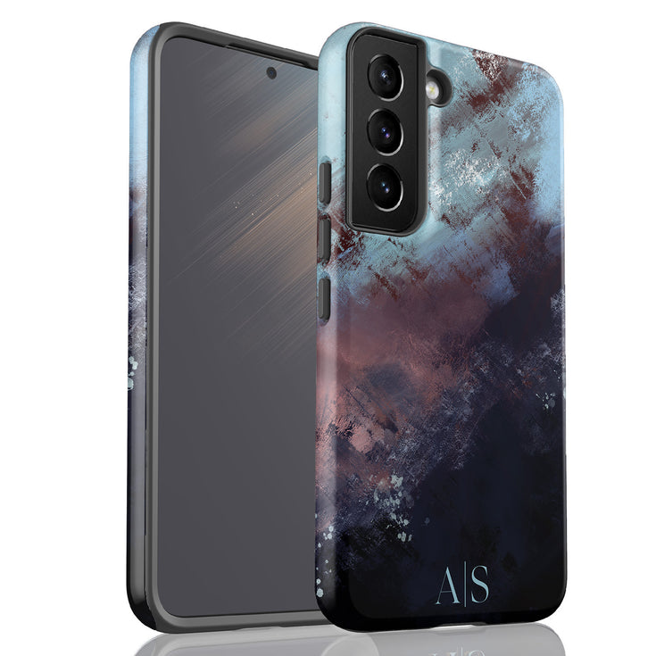 Dark Abstract Oil Paint Custom Initials Galaxy Case