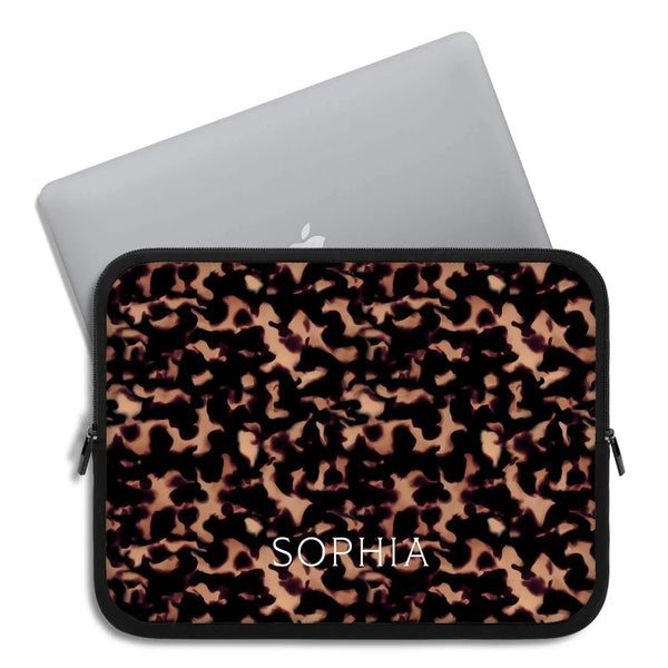 Tortoiseshell Custom Name Laptop Sleeve