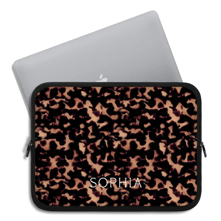 Tortoiseshell Custom Name Laptop Sleeve