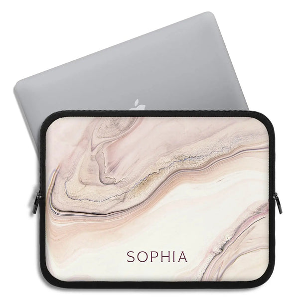 Nude Marble Custom Name Laptop Sleeve