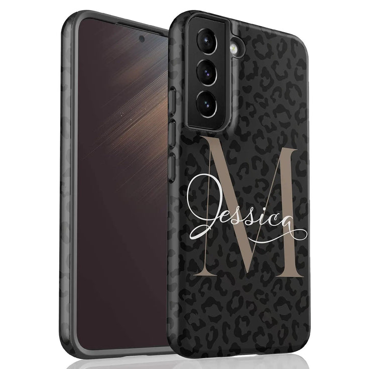 Monogram Personalized Dark Leopard Galaxy Case