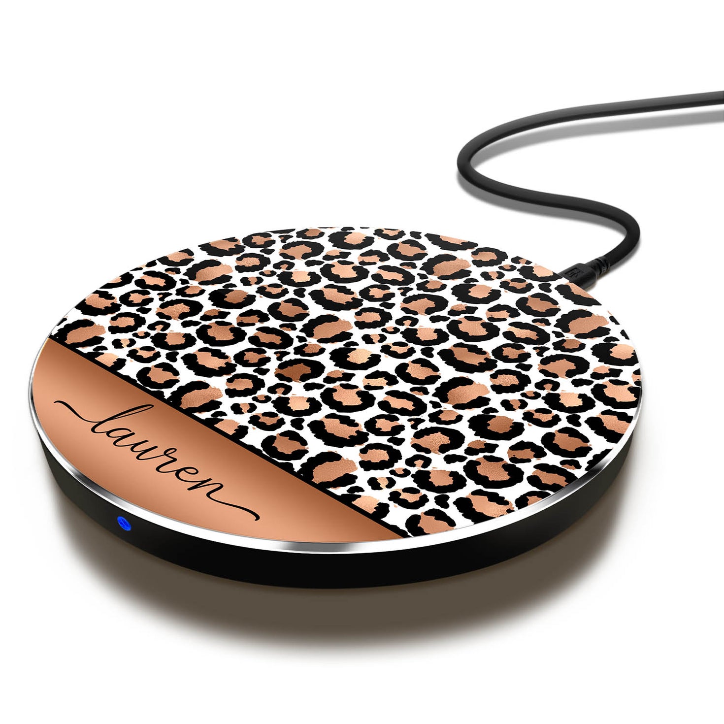 Golden Leopard Personalized Name Wireless QI Charger Pad |Artisticases