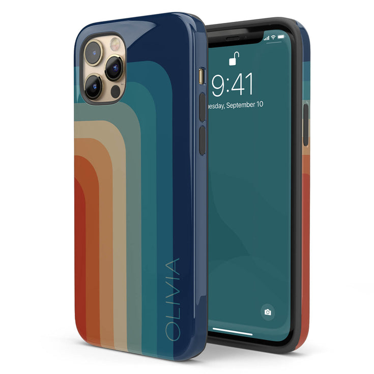 Retro Colors Rainbow Custom Name iPhone Case