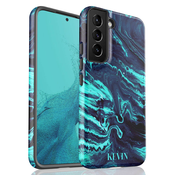 Turquoise Abstract Marble Custom Name Galaxy Case