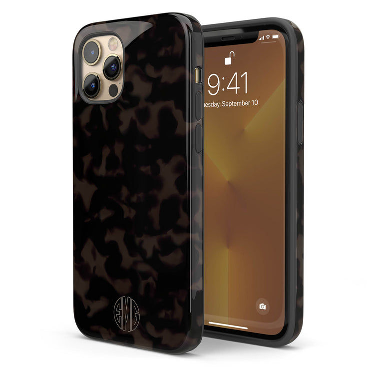 Tortoiseshell Round Monogram iPhone Case