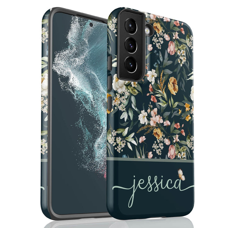 Elegant Flowers Custom Name Galaxy Case