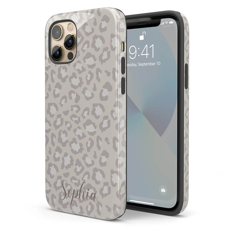 Light Leopard Personalized Name iPhone Case