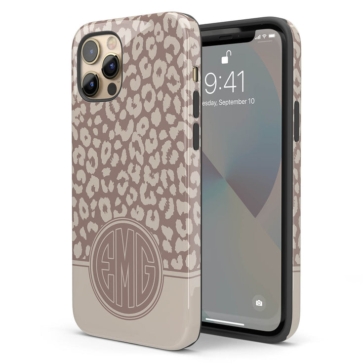 Boho Leopard Personalized Monogram iPhone Case