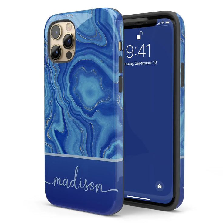 Blue Agate Custom Name iPhone Case