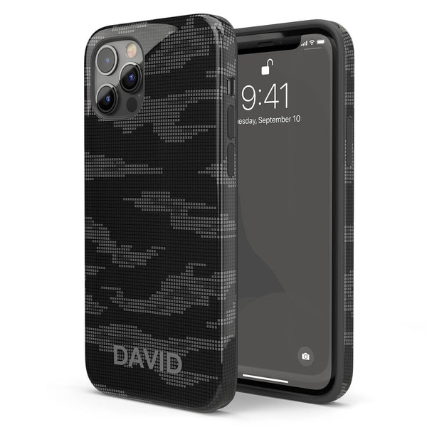 Digital Camo Custom Name Men's iPhone Case