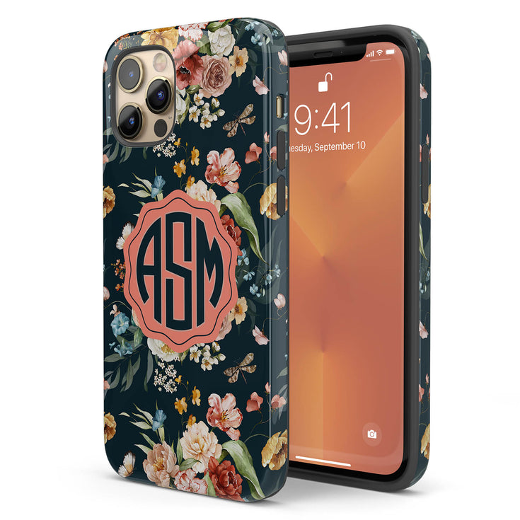 Watercolor Flowers Personalized Monogram iPhone Case