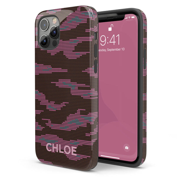 Digital Camo Custom Name Women's iPhone Case