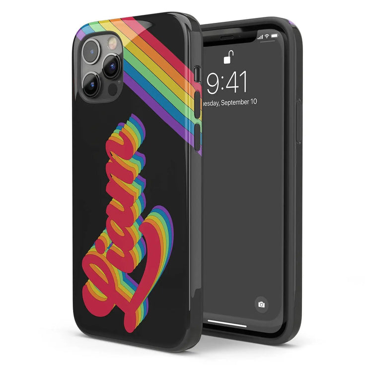 LGBTQ Pride Custom Dark Retro Name iPhone Case