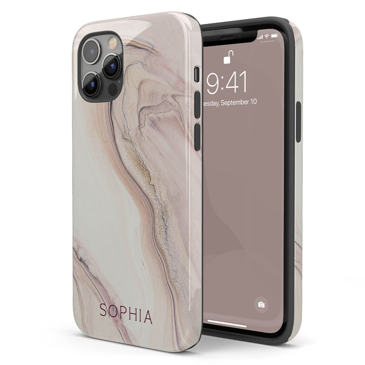 Nude Marble Custom Name iPhone Case