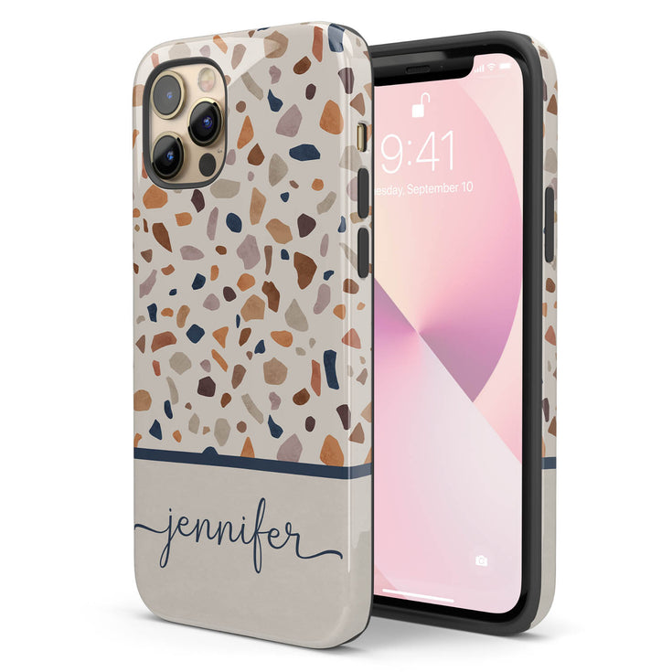 Terrazzo Pattern Custom Name iPhone Case