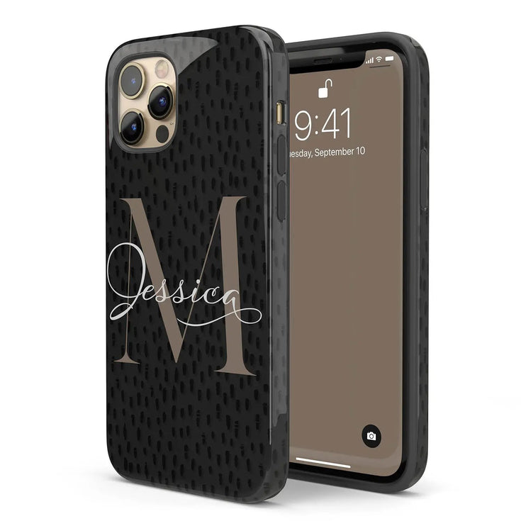 Monogram Personalized Spotted Dots iPhone Case