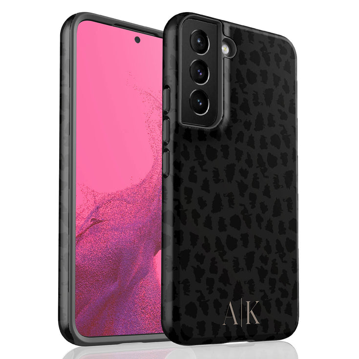 Dark Leopard Custom Initials Galaxy Case