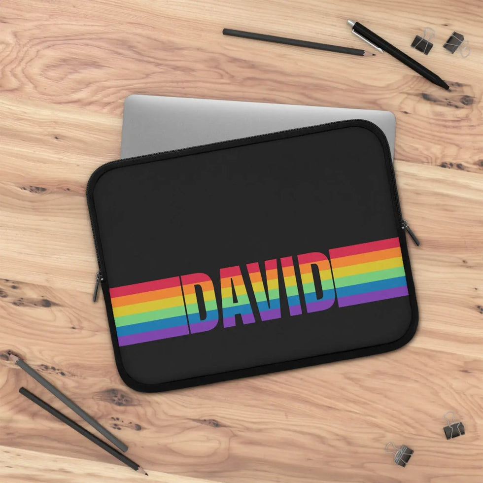 LGBTQ Custom Pride Rainbow Name Laptop, MacBook & Tablet Sleeve